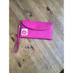 Hot Pink Wristlet Clutch Purse With Closure & Tag